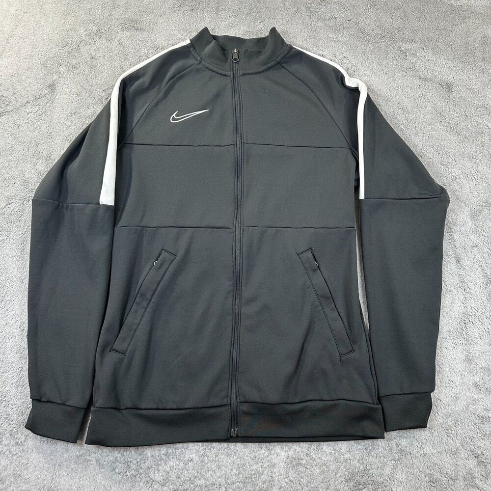 Nike Track Jacket Youth Dri-FIT Full Zip Black White Stripe Size S